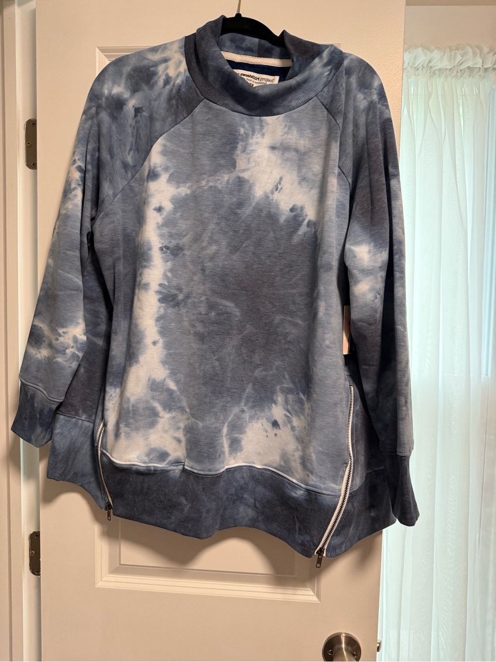 Comfortable Crewneck Tie-Dye Pullover Sweater - Blue
